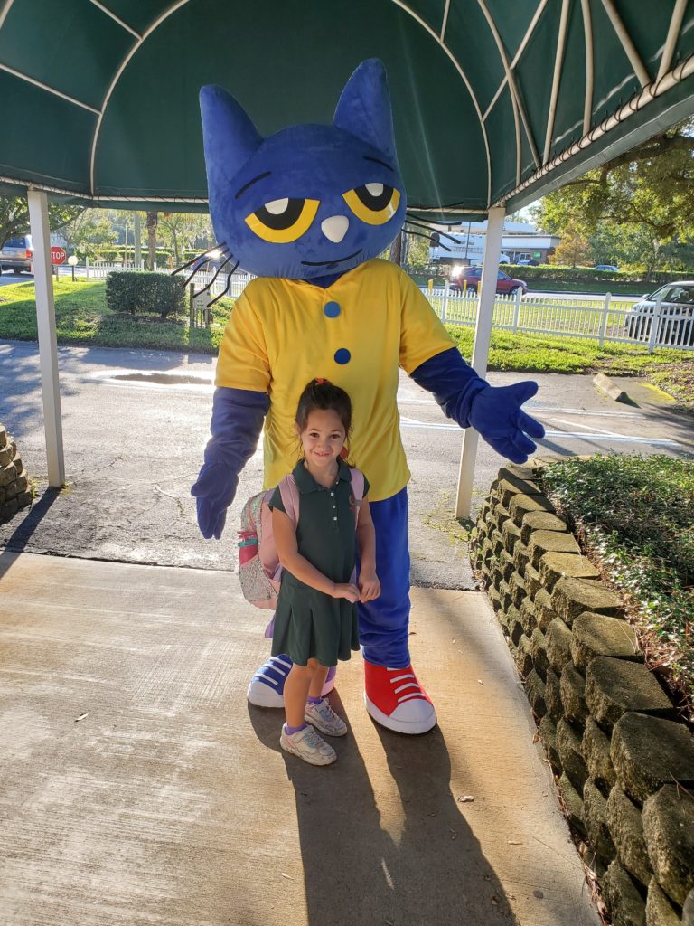 Pete the Cat with student