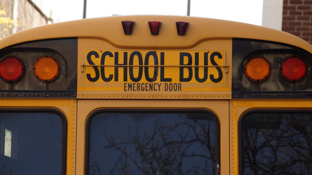 Close up of the top of a school bus