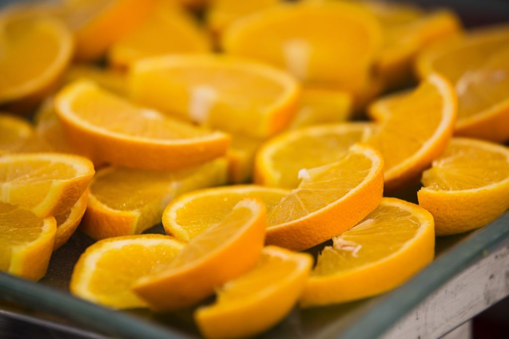 Orange slices laid out