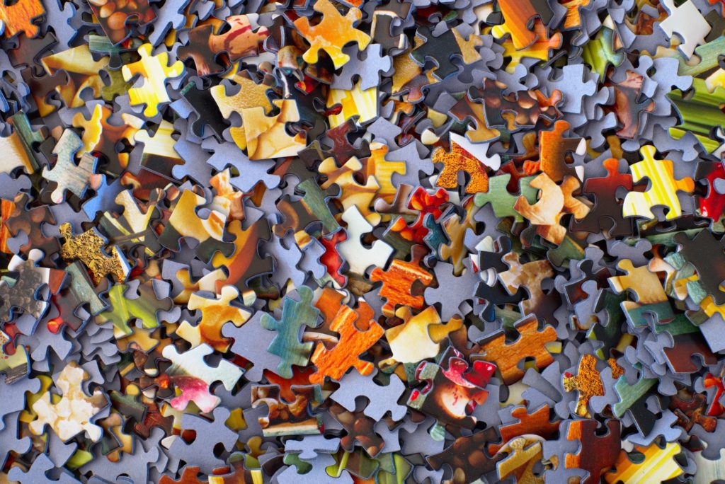 A jumble of puzzle pieces