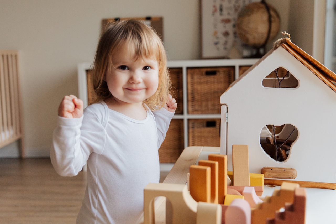 Girl playing with blocks