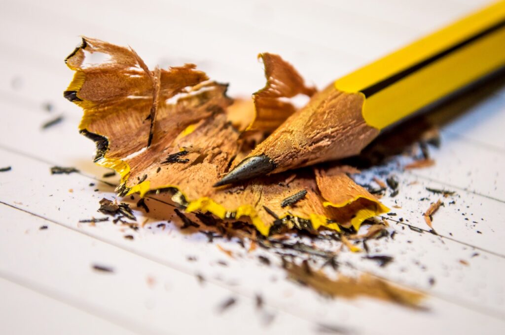 Pencil shavings on a paper