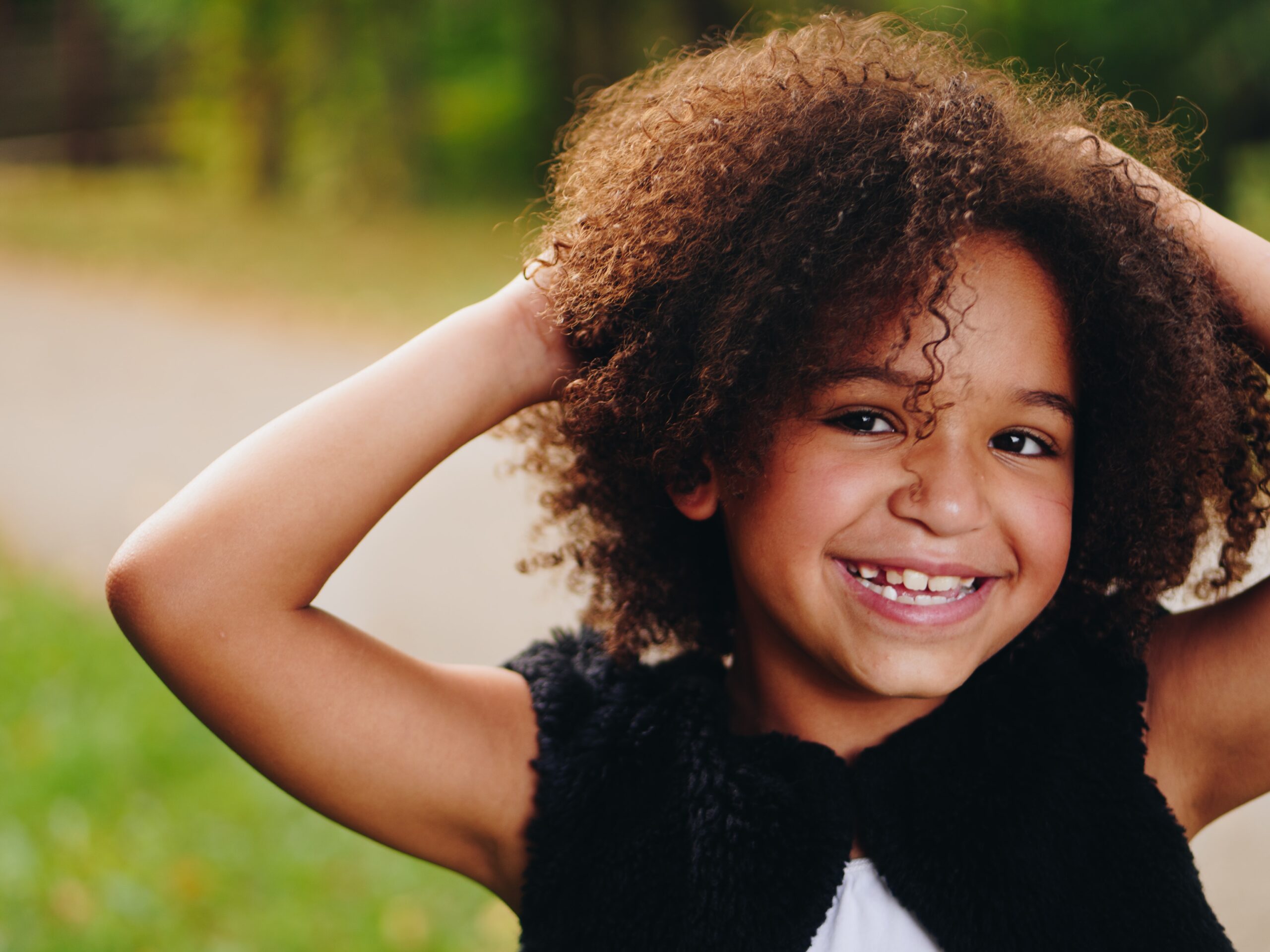 Close up young girl smiling