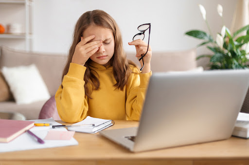 Child facing testing anxiety